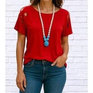 NEW E. LUNA 4th july laser cut top in red